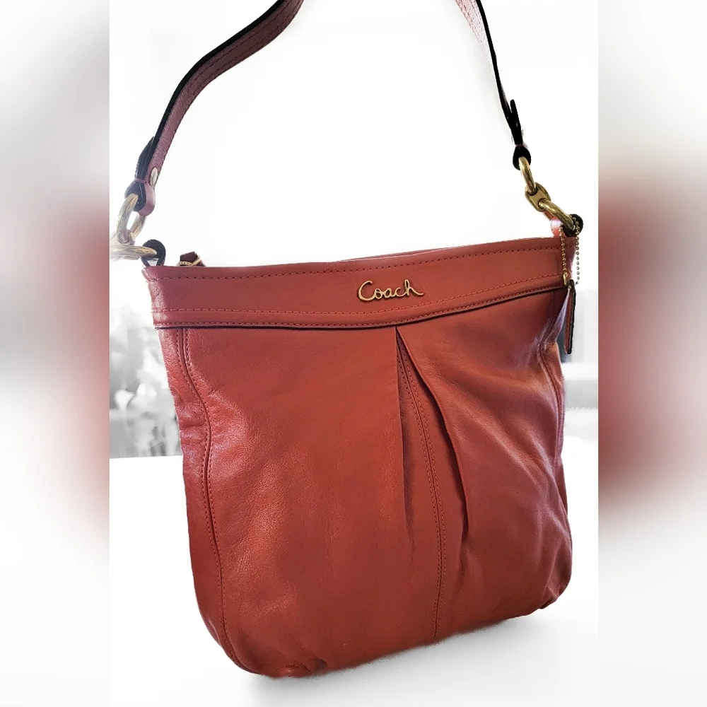 Coach Orange Leather Ashley Crossbody Hobo Bag